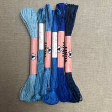 Load image into Gallery viewer, Linda Blue 1960's embroidery linen