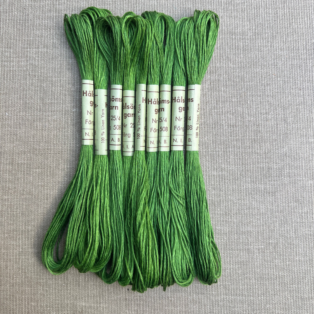 Green #508 - One Colour 1960s Linen Thread Set (10)