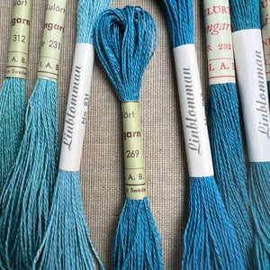 Teal Blue Vintage Linen Tread