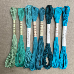 Teal & Turqoise Hemstitch Linen 25/4