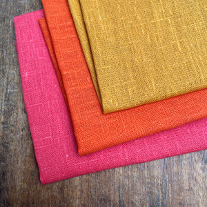 Neon Orange Linen Fabric 50 x 50 cm
