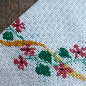 Cross Stitch Poinsettia Christmas Cloth