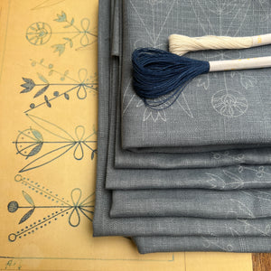 Nordiska Floral Runner - Blue Linen