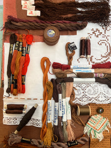 Textile Artist’s Treasure - Rust Brown Vintage