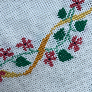 Cross Stitch Poinsettia Christmas Cloth
