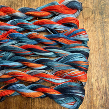 Load image into Gallery viewer, Orange and Blue Linen Embroidery Hank