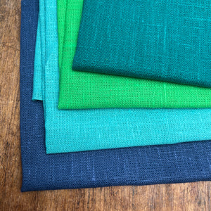 Dark Teal / Emerald Linen Fabric 50 x 50 cm