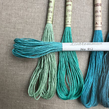 Load image into Gallery viewer, Teal &amp; Turqoise Hemstitch Linen 25/4