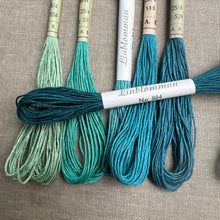 Load image into Gallery viewer, Teal &amp; Turqoise Hemstitch Linen 25/4