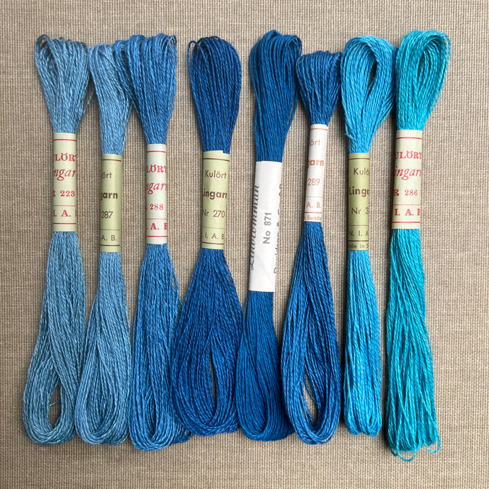 Turquoise & Mid Blue Vintage Linen Tread