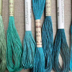 Teal & Turqoise Hemstitch Linen 25/4