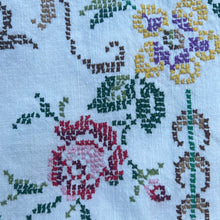 Load image into Gallery viewer, Large Rose Cross Stitch Table Cloth