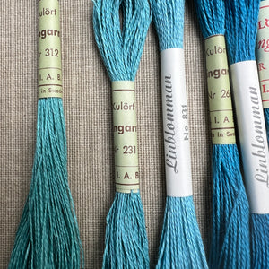 Teal Blue Vintage Linen Tread