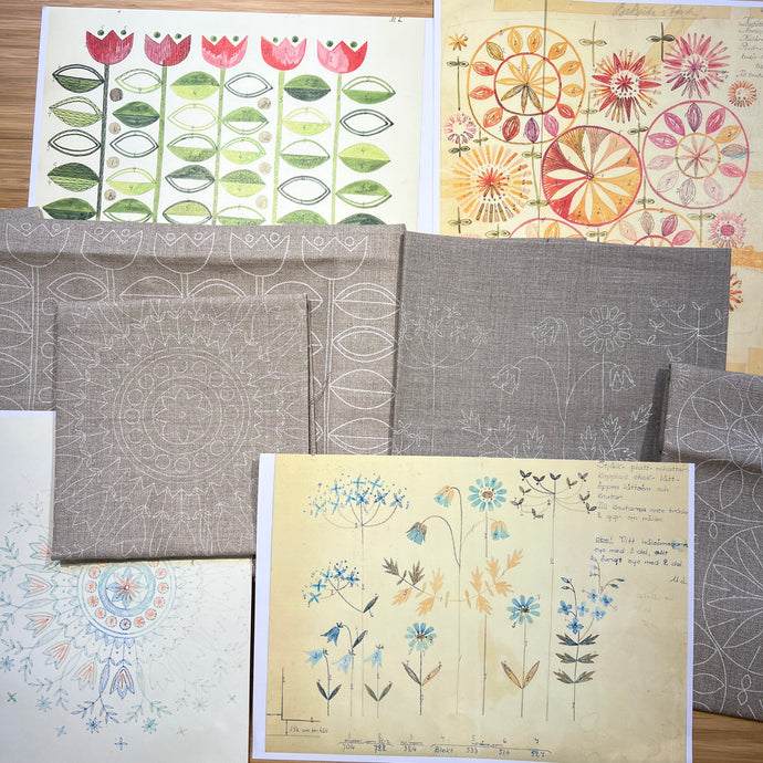 SECONDS SALE  4 x Natural Linen Floral Theme 5C