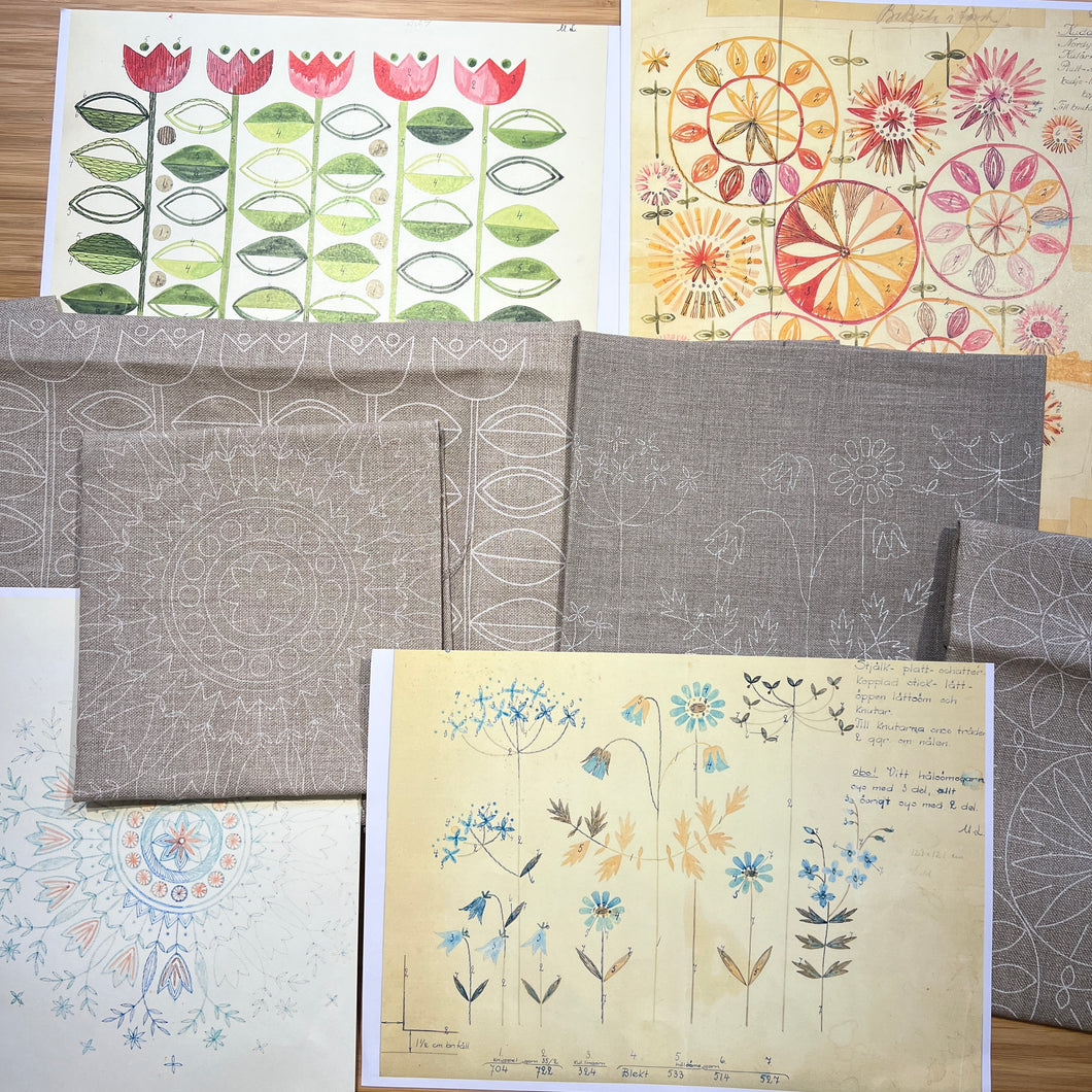 SECONDS SALE  4 x Natural Linen Floral Theme 5C