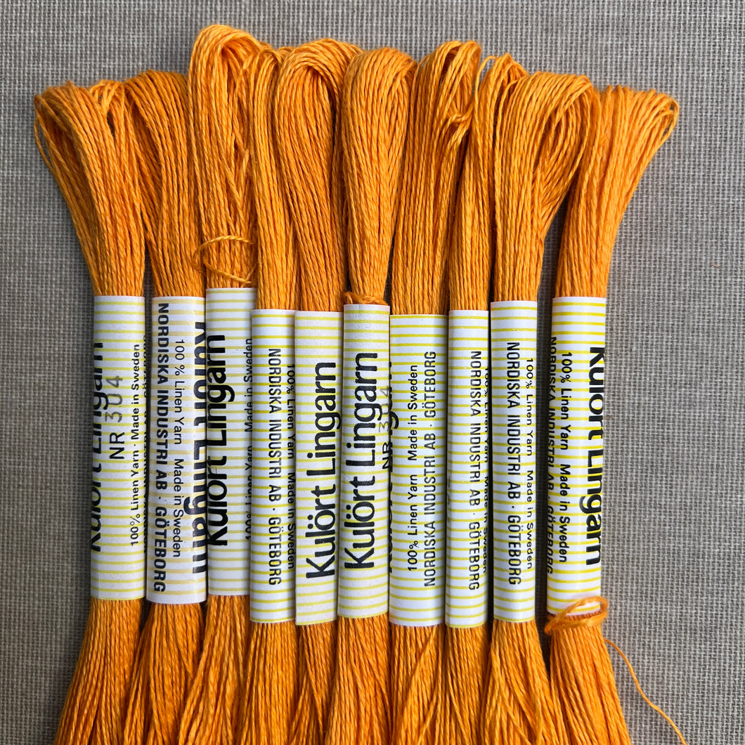 Orange #304 One Colour 1960s Linen Thread Set (10)