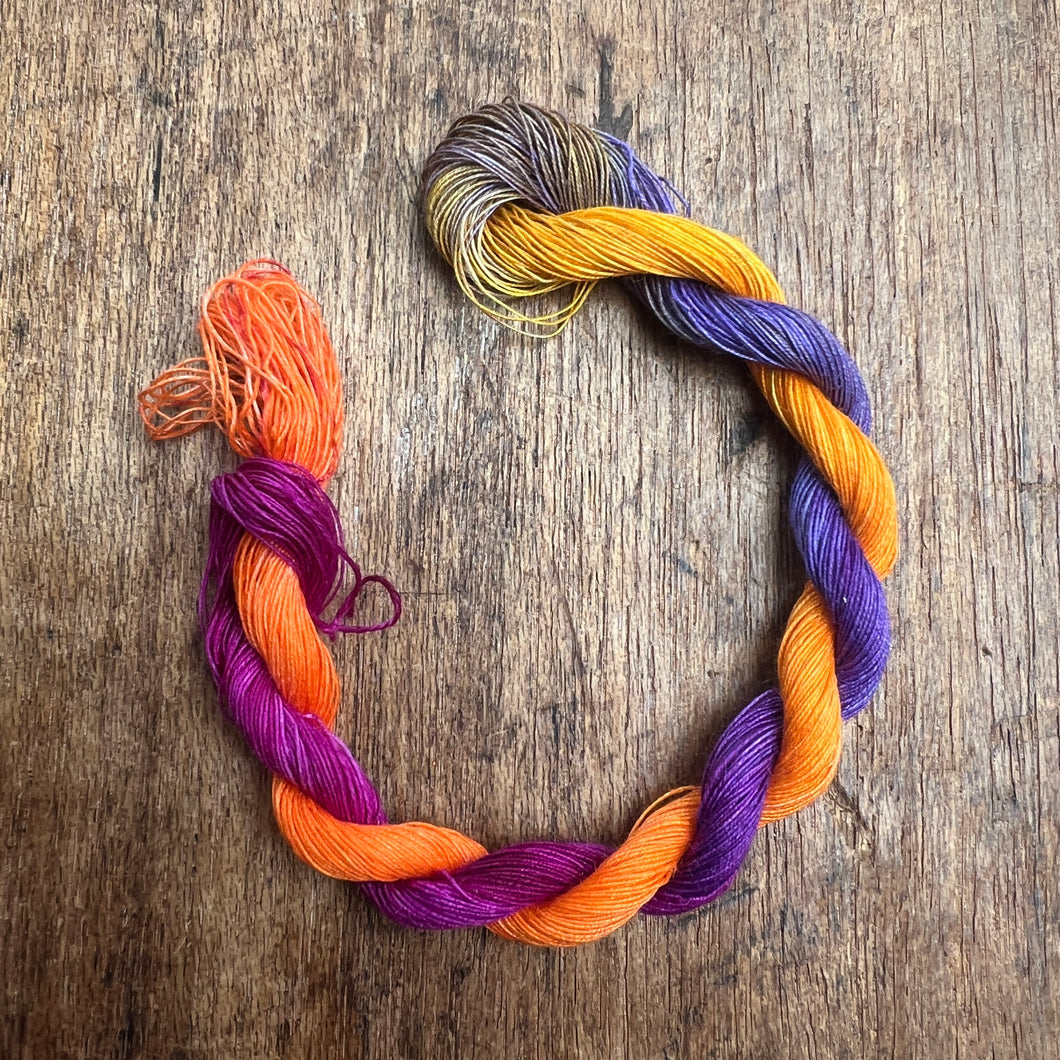 Orange Pink Purple Variegated linen threads