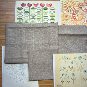 SECONDS SALE  4 x Natural Linen Floral Theme 5C