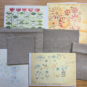 SECONDS SALE  4 x Natural Linen Floral Theme 5C