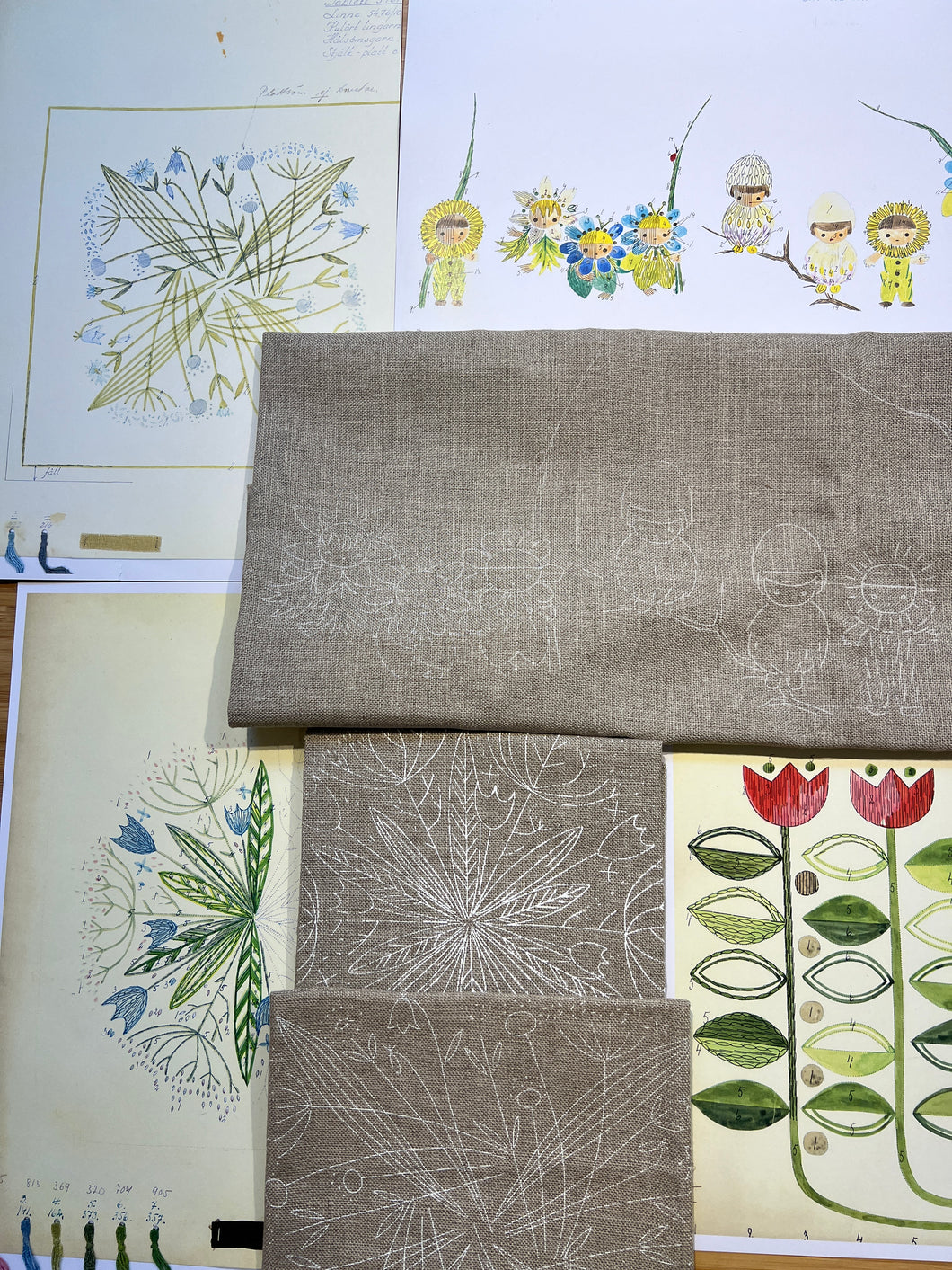 SECONDS SALE  5 x Springtime Nordiska Linen Prints 5C