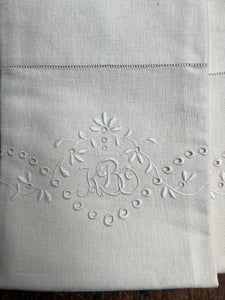 Monogrammed KBO Antique Linen Pillow Cover