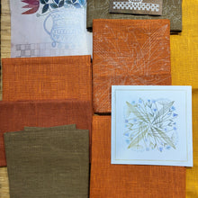 Load image into Gallery viewer, SECONDS SALE Quilter&#39;s Nordiska 2  - Orange/Brown  Linen Floral &amp; Bird Theme 9A