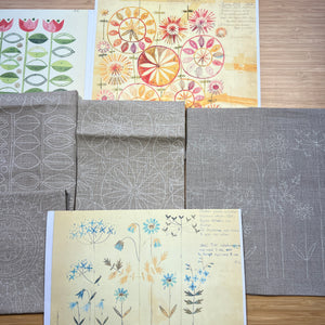 SECONDS SALE  4 x Natural Linen Floral Theme 5C