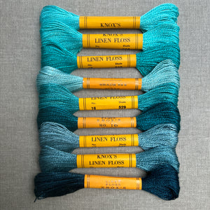 knox's lagoon set 1960s linen embroidery thread