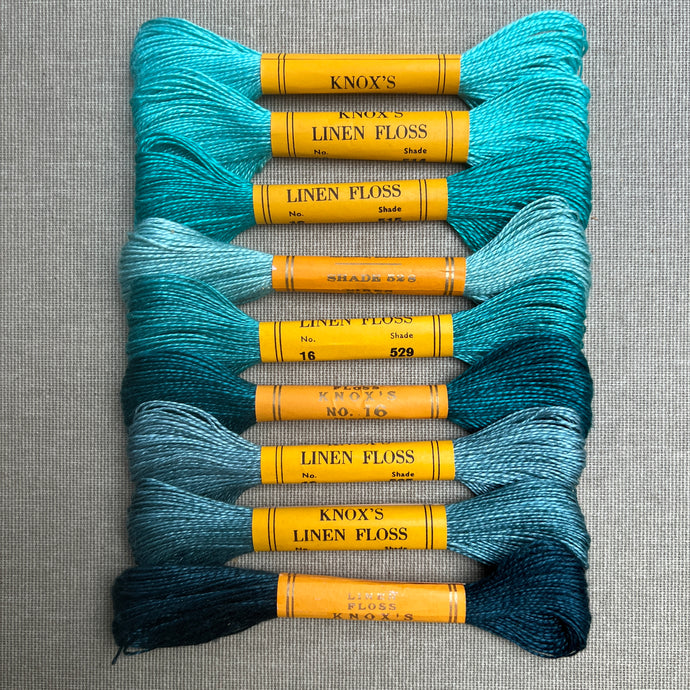 knox's lagoon set 1960s linen embroidery thread