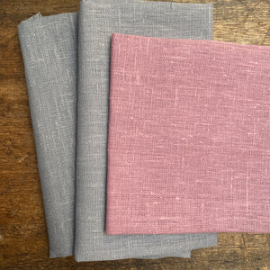 Dusty Pink and Greys -  3 x Linen Fabric 50 x 50 cm