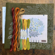 Load image into Gallery viewer, Green Acorn Nordiska Print with linen threads