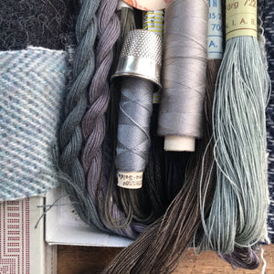 Linen, Tweed & vintage silk set #32