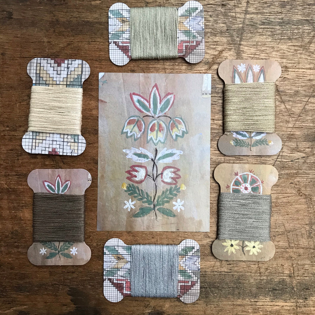 Mineral linen thread card set