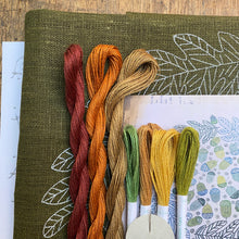 Load image into Gallery viewer, Green Acorn Nordiska Print with linen threads