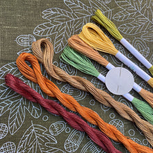 Load image into Gallery viewer, Green Acorn Nordiska Print with linen threads